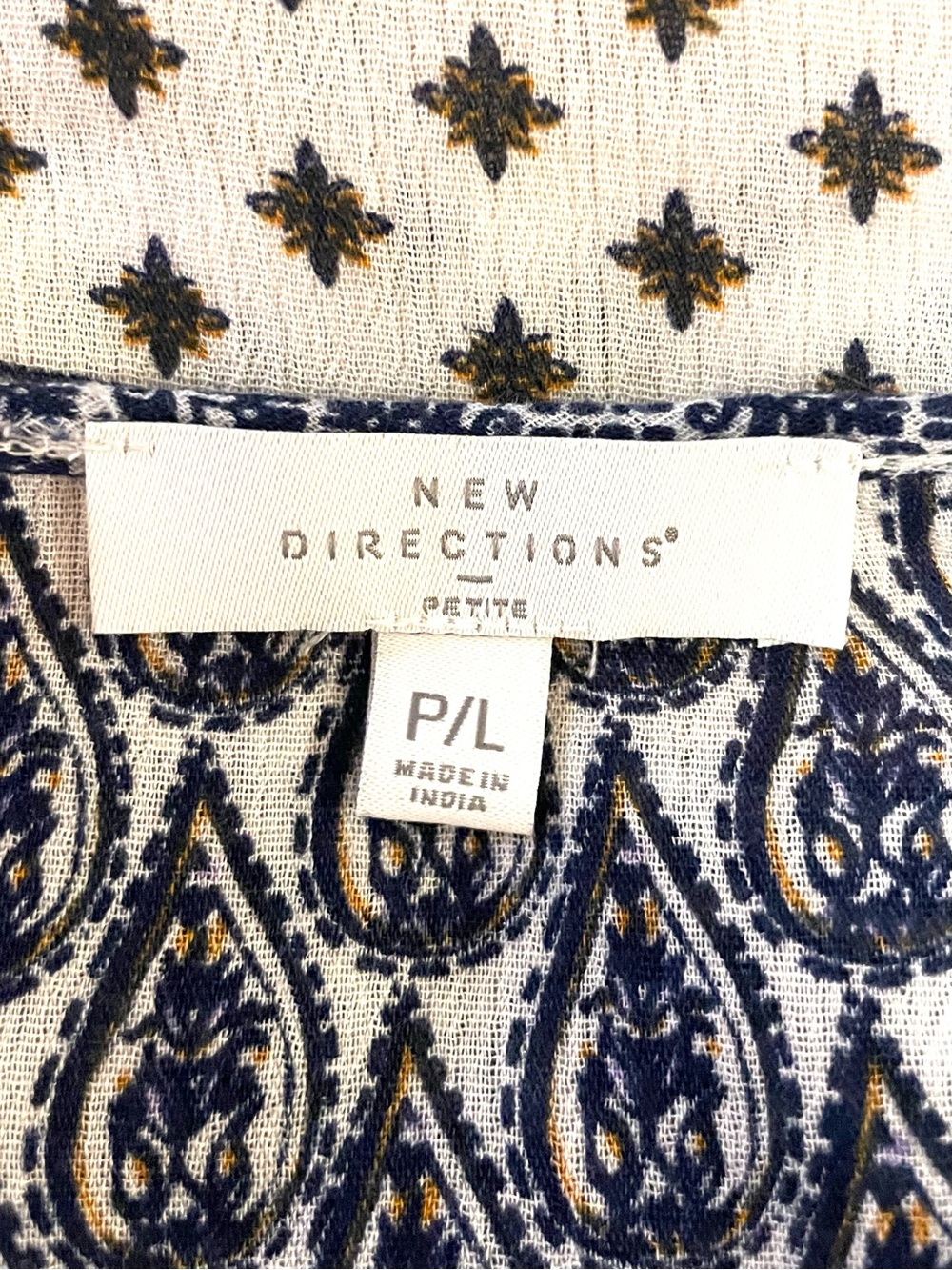 New Directions Boho Print Long-Sleeve Peasant Top P/L - Picture 16 of 16
